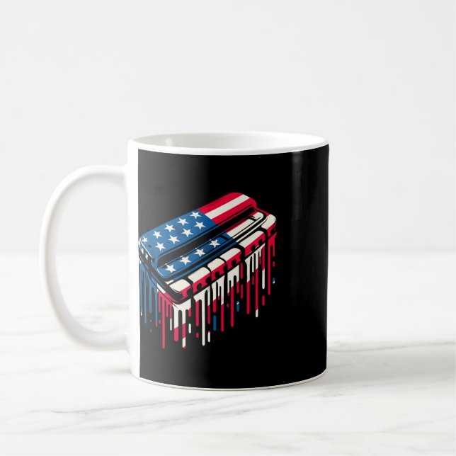 Caneca De Café Harmônica de Gotejamento de Tinta Bandeira America (Esquerda)