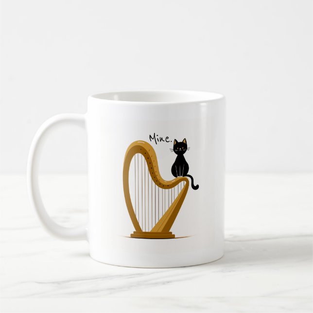 Caneca De Café Harp e Cat Design Mug (Esquerda)