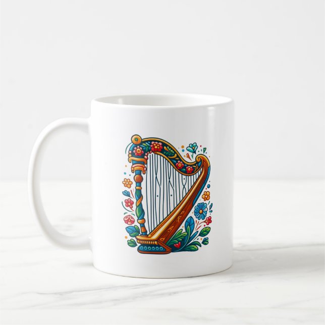 Caneca De Café Harp Folk Art Mug (Esquerda)