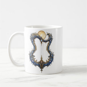 Caneca De Café Harpa Celestial ao Luar – Arte de Fantasia Cósmica