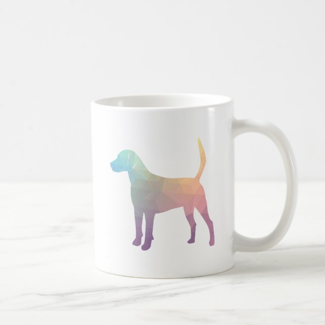 Caneca De Café Harrier Beagle Hound Dog Silhouette Geométrica (Direita)