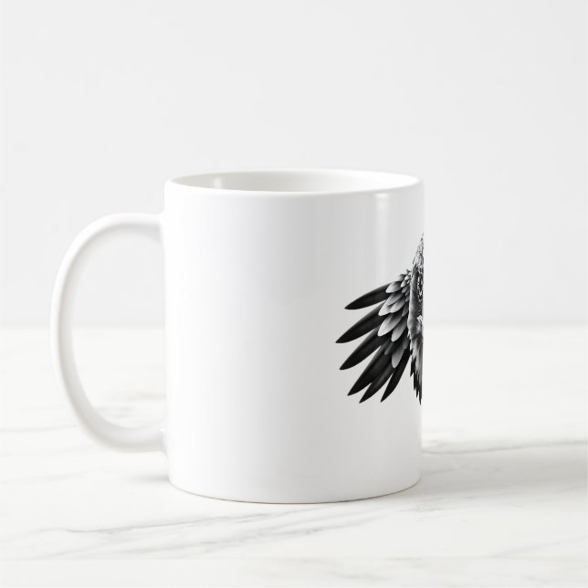 Caneca De Café Harrier Hawk Head Black & White T-Shirt (Esquerda)