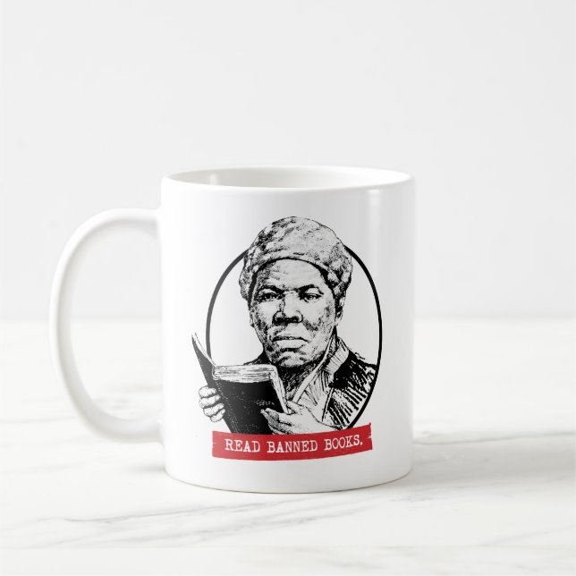 Caneca De Café Harriet Tubman Lê Livros Banidos (Esquerda)
