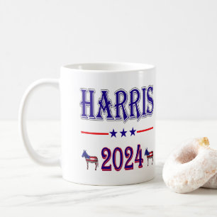 Caneca De Café Harris 2024 Pres Democrat Donkeys USA Flag