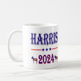 Caneca De Café Harris 2024 Pres Democrat Donkeys USA Flag