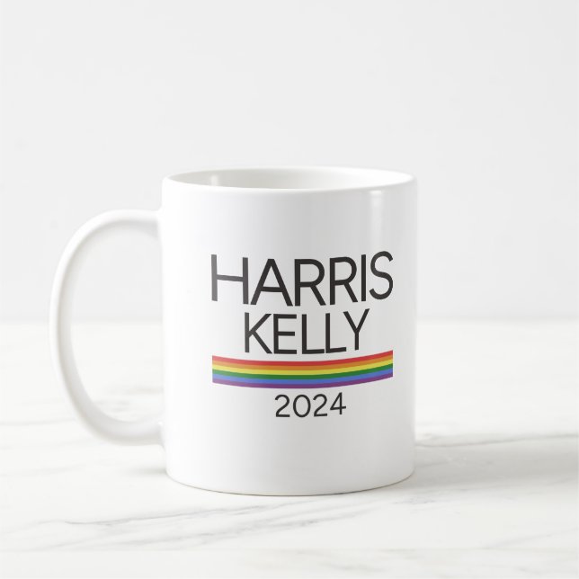 Caneca De Café Harris Kelly 2024 LGBTQ Rainbow Pride Flag (Esquerda)