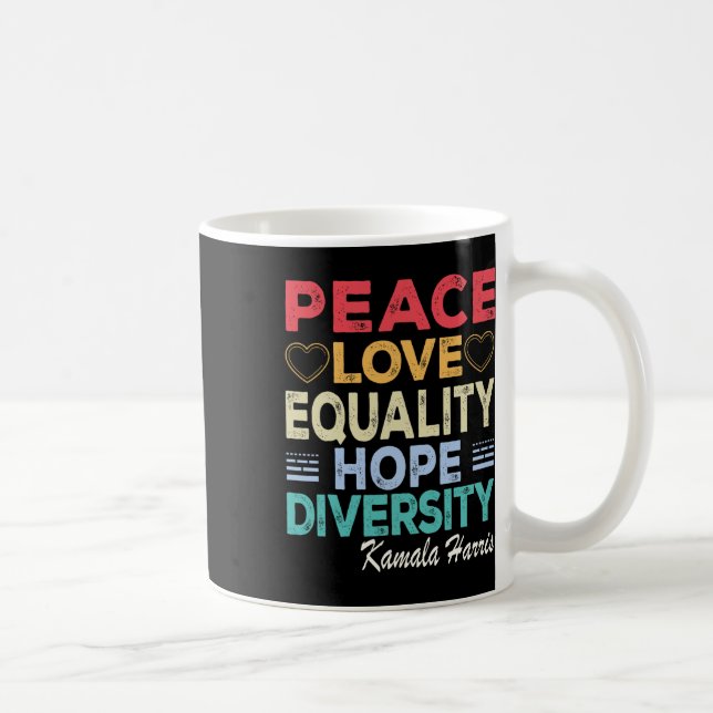 Caneca De Café Harris Peace Love Igualdade Esperam Retro da Diver (Direita)