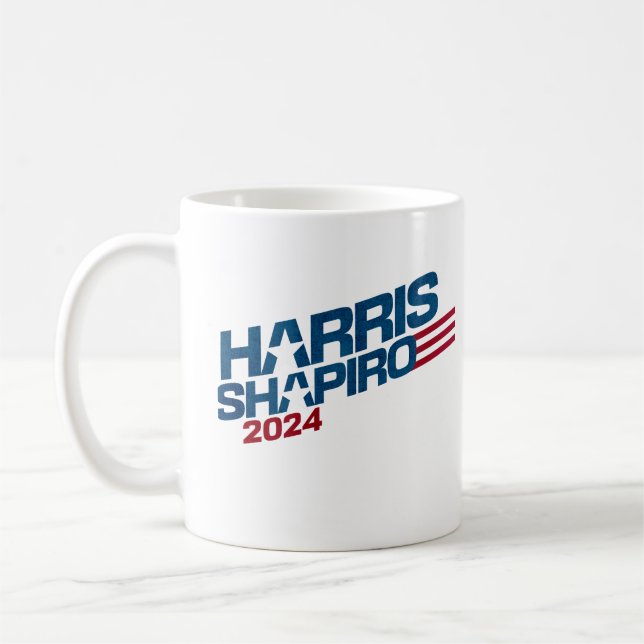 Caneca De Café Harris Shapiro 2024 Stars and Stripes Patriotic (Esquerda)