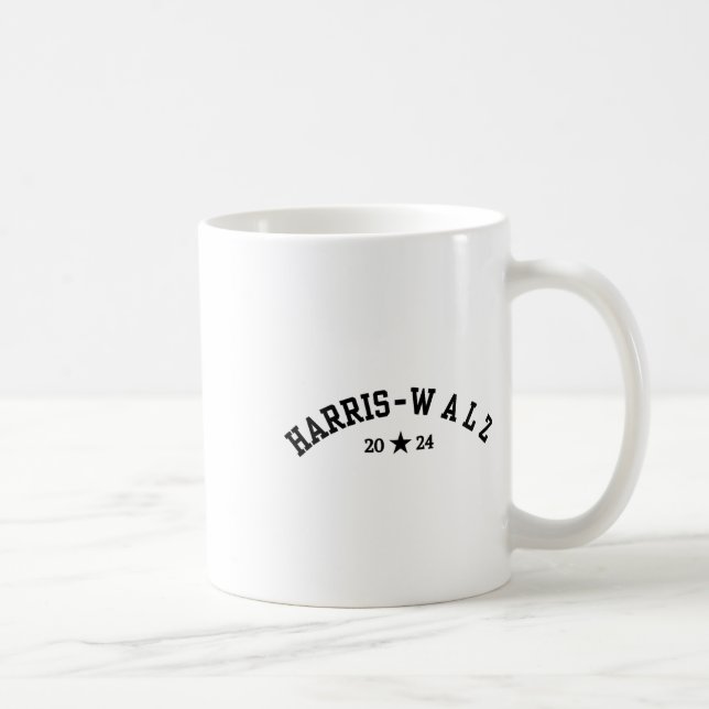 Caneca De Café Harris Tim Walz Baseball Font 2024 Eleição (Direita)