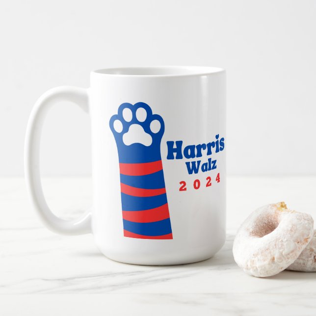 Caneca De Café Harris Walz 2024 Cat Ladies Democrat Election (Com Donut)