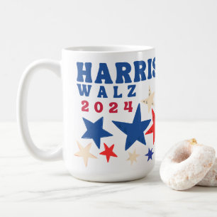 Caneca De Café Harris Walz 2024 Estrelas Eleição do Partido Democ
