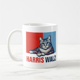 Caneca De Café Harris Walz 2024 Obviamente Blue Cat
