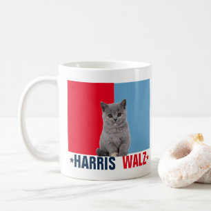 Caneca De Café Harris Walz 2024 Obviamente Vermelho Azul