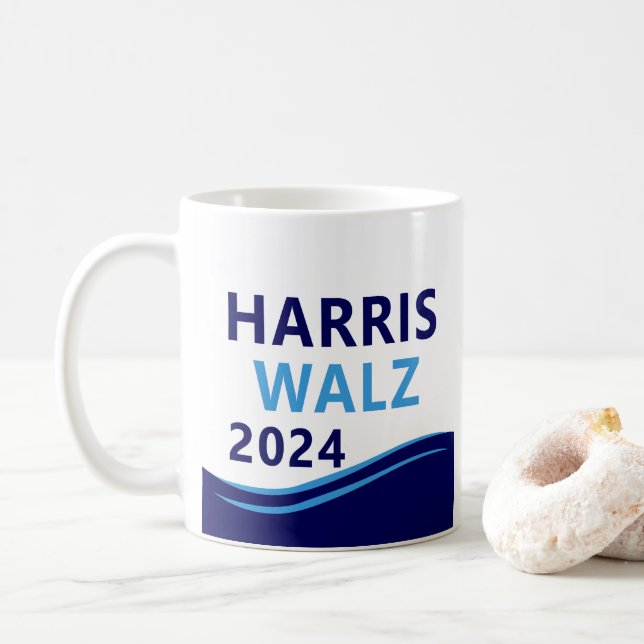 Caneca De Café Harris Walz 2024 para Presidente Blue Wave (Com Donut)