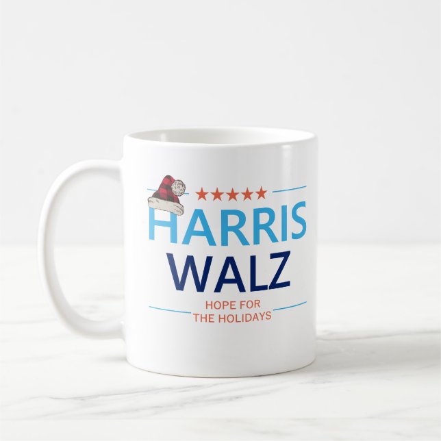 Caneca De Café Harris Walz Christmas Hope para os feriados Kamala (Esquerda)