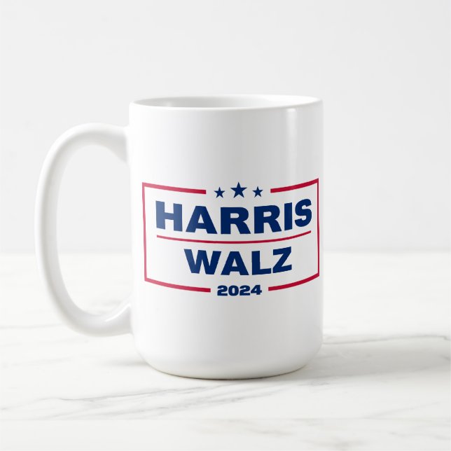 Caneca De Café Harris Wlaz 2024 Kamala Harris Tim Walz Eleição (Esquerda)