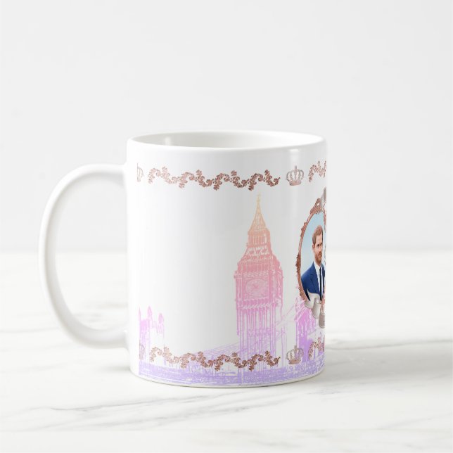 Caneca De Café Harry+Meghan Dourado/Rosa cor de fundo DIY (Esquerda)