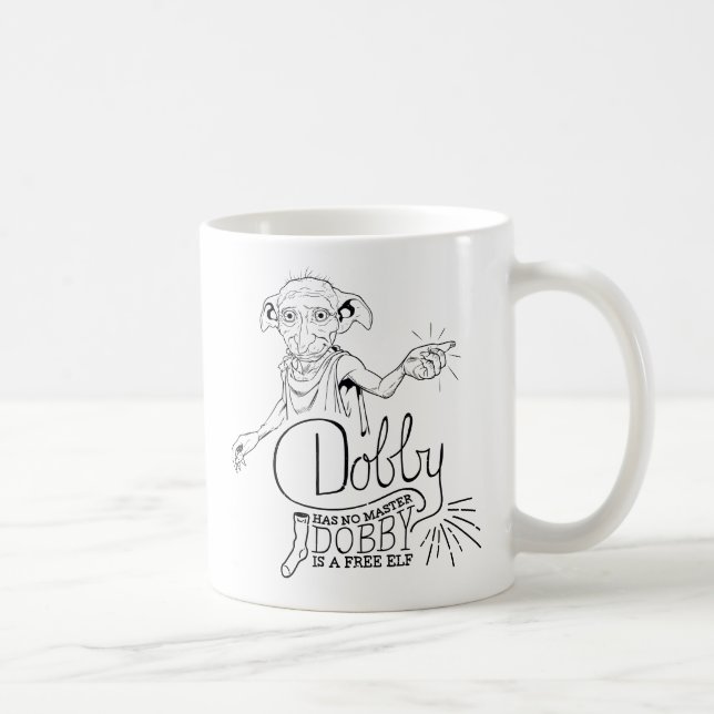 Caneca De Café Harry Potter | Dobby Não Tem Mestre (Direita)