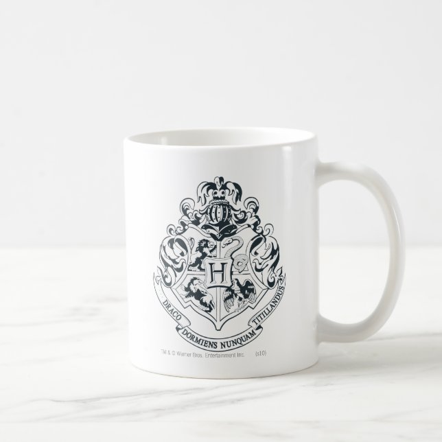 Caneca De Café Harry Potter| Hogwarts Crest - Preto e Branco (Direita)