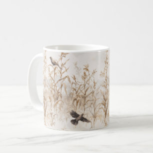 Caneca De Café Hastes de Milho Pássaros Outono 
