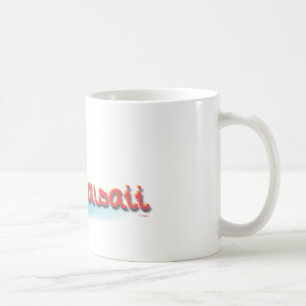 Caneca De Café Havaí com Palmas, Flores e Surfboard