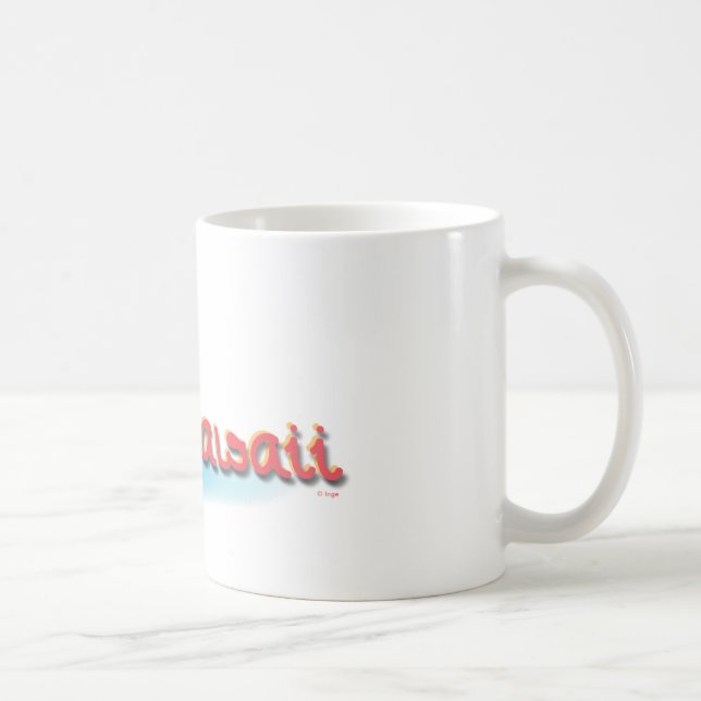 Caneca De Café Havaí com Palmeiras, Flores e Prancha de Surfe (Direita)