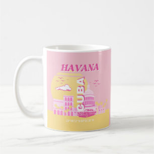 Caneca De Café Havana Cuba - Pink Preppy Art