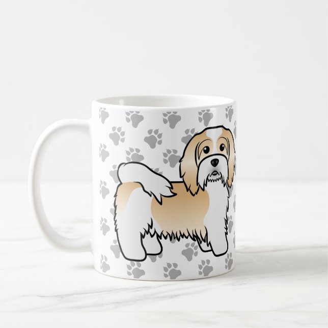 Caneca De Café Havanês Bege e Branco Cachorro de Desenho Animado  (Esquerda)
