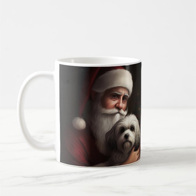 Caneca De Café Havanês com Papai Noel Natal Festivo (Esquerda)