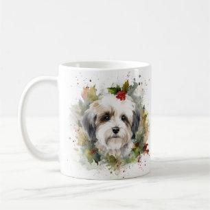 Caneca De Café Havanês de Natal Wreath Festivo Pup