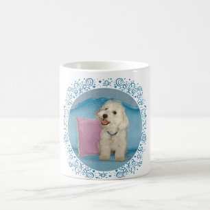 Caneca De Café Havanês Pequeno no Sofá Turquesa