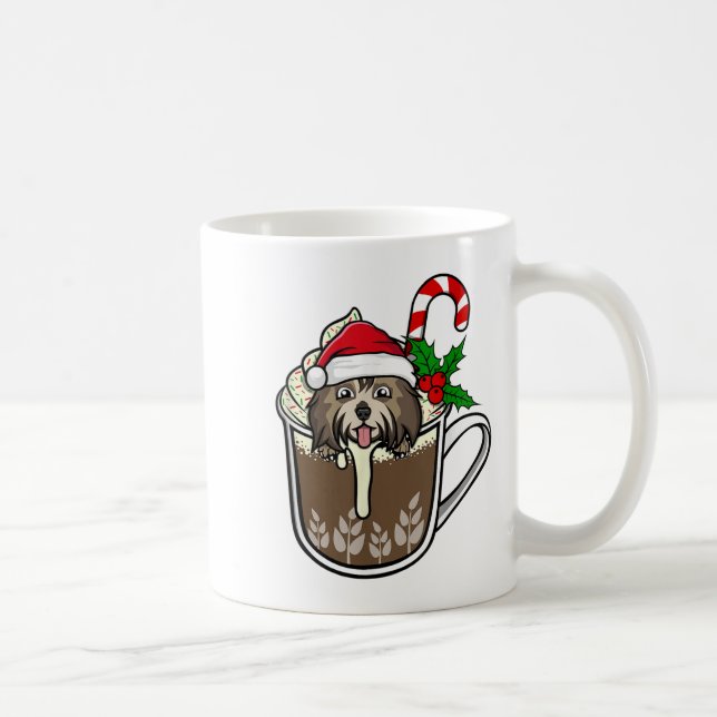 Caneca De Café Havanese Está Sentado No Chocolate Quente De Cacau (Direita)