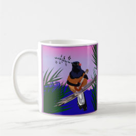 Caneca De Café Hawaiai Shama Bird tocando ukulele
