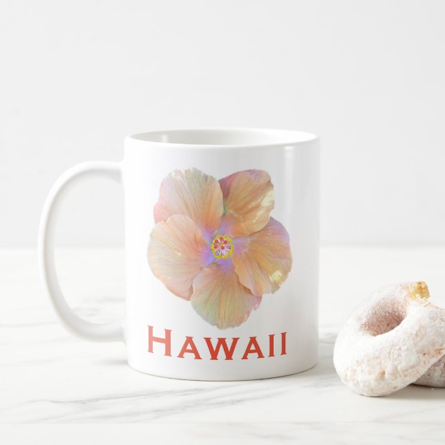Caneca De Café Hawaii Watercolor Hibiscus Flower (Com Donut)