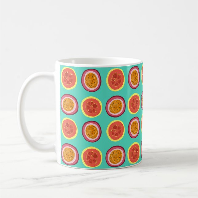 Caneca De Café Hawaiian Guava and Lilikoi Pattern Mug Teal (Esquerda)