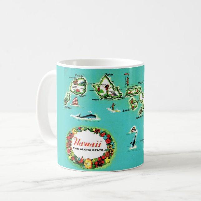 Caneca De Café Hawaiian Islands Map Mug (Frente Esquerda)