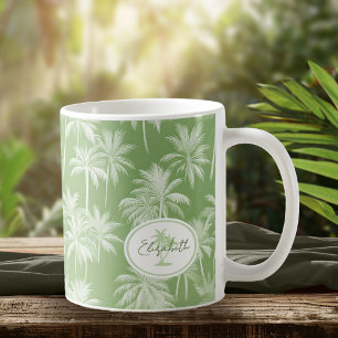 Caneca De Café Hawaiian Palm Tree Silhouette Green ID1093