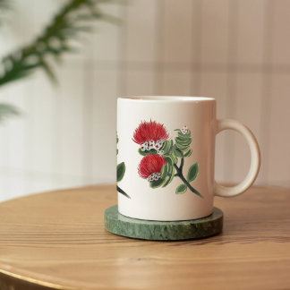 Caneca De Café Hawaiian Red Lehua Tropical Flower Watercolor 