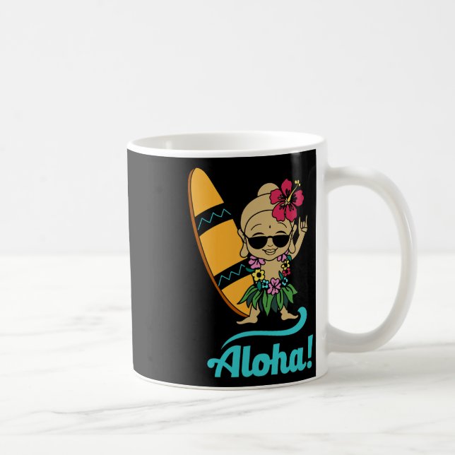 Caneca De Café Hawaiian Surfing Buddha Aloha Hawaii Beach Yoga  (Direita)