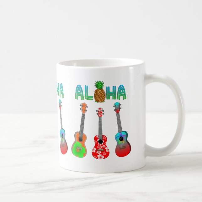Caneca De Café Hawaiian Ukulele Aloha Hawaii (Direita)