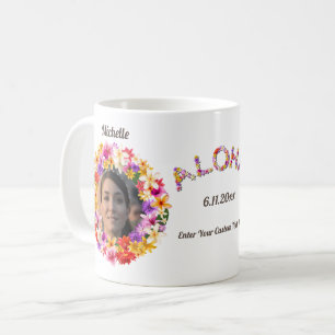 Caneca De Café Hawaiian Wreath Com 2 Retratos Personalizados