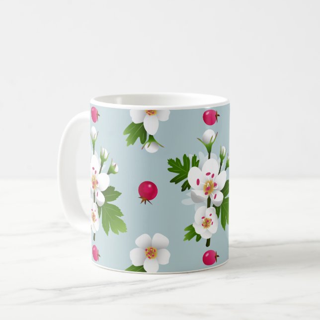 Caneca De Café Hawthorn Flowers (Frente Esquerda)