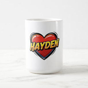 Caneca De Café Hayden Coração Arte Pop Comic Nome