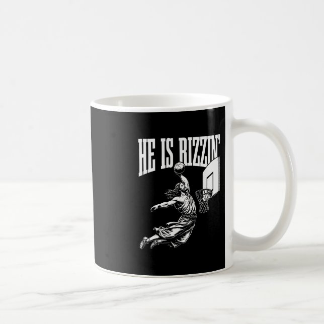Caneca De Café He Is Rizzin Funny Easter Rizz Meme Sketll  (Direita)