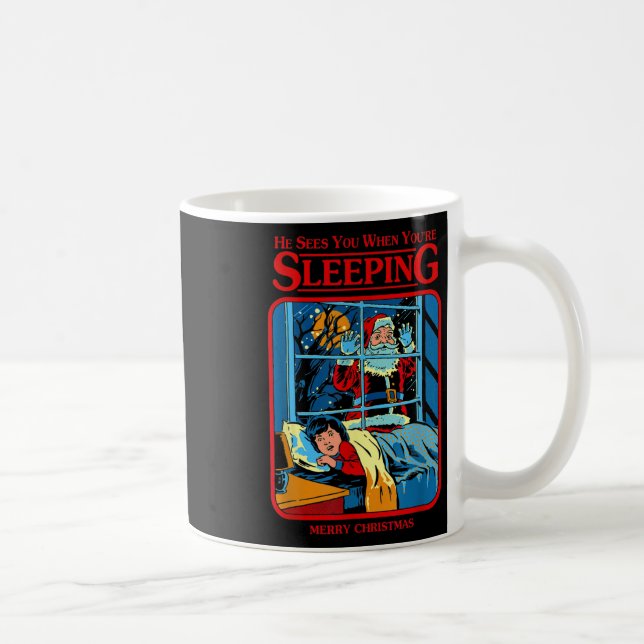 Caneca De Café He Sees You When You're Sleeping Merry Christmas  (Direita)