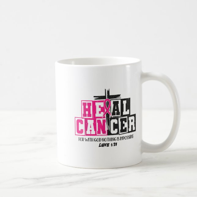 Caneca De Café Heal Cancer Christian Believe God Breast Cancer Aw (Direita)