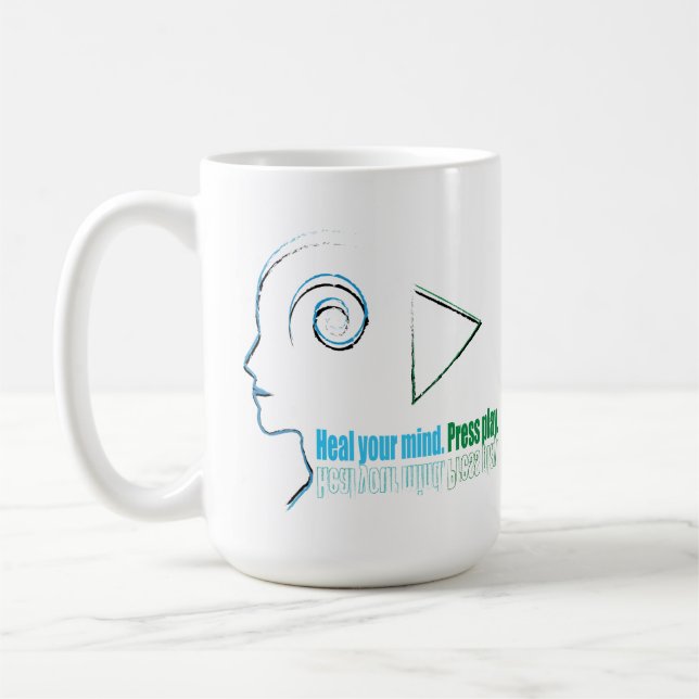 Caneca De Café Heal your mind. Press play (Esquerda)