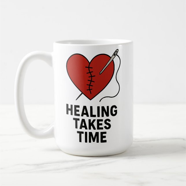 Caneca De Café Healing Takes Time Mental Health Support  (Esquerda)