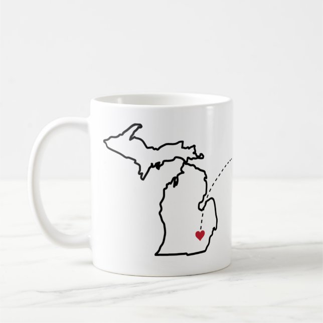 Caneca De Café Heart2Heart - Novi, MI to The Villages, FL (Esquerda)