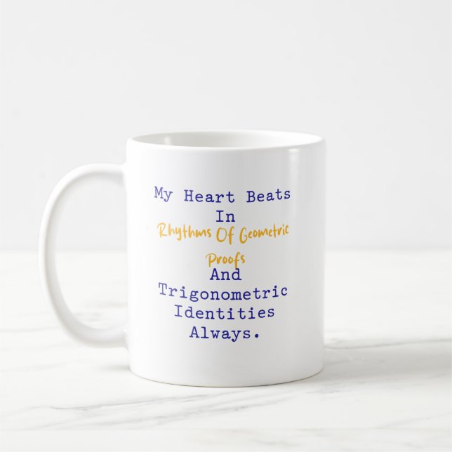 Caneca De Café Heart Beats Geometric Proofs Trig Identities (Esquerda)